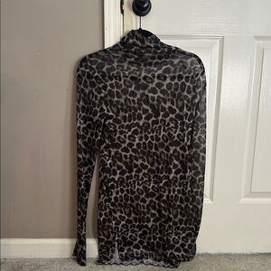 Leopard Print Sheer Long Sleeve Swimsuit cover or dress.